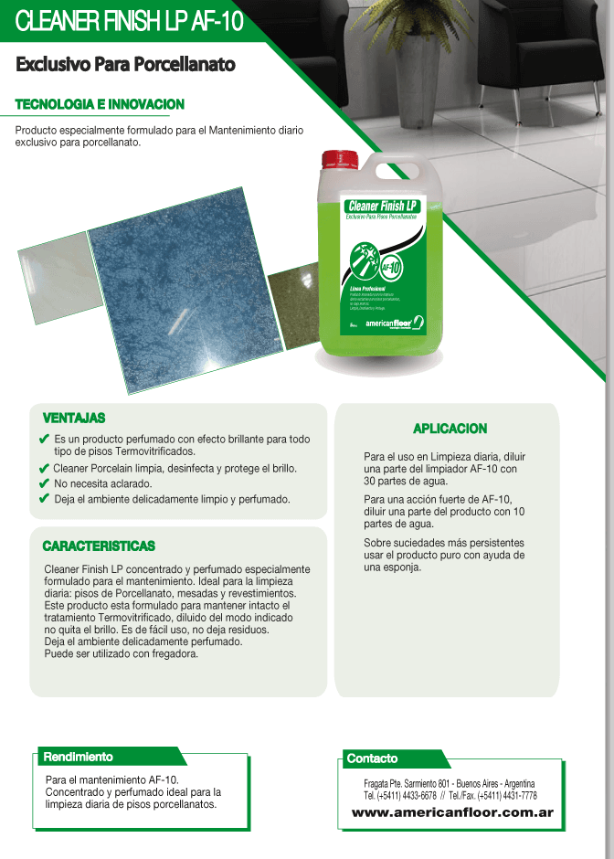 AF10 - CLEANER FINISH LP( Mantenimiento Porcellanato) - imagen 2